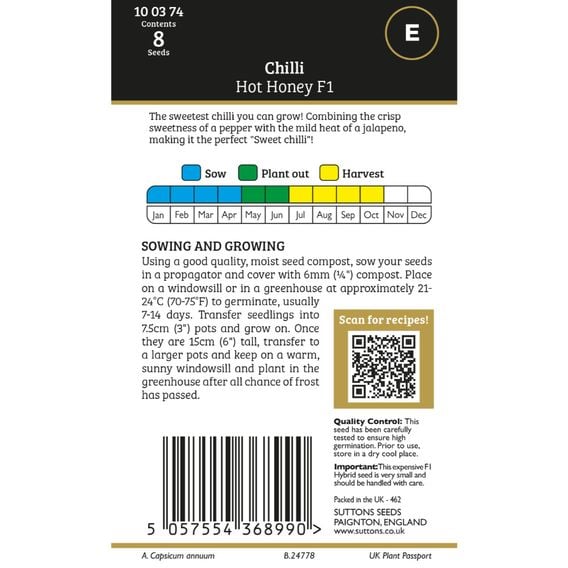Chilli Pepper 'Hot Honey' F1 - Gourmet Veg Seeds