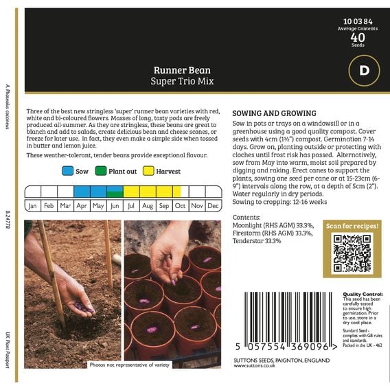Runner Bean Super Trio - Gourmet Veg Seeds