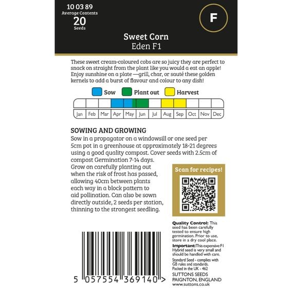 Sweetcorn 'Eden' F1 - Gourmet Veg Seeds