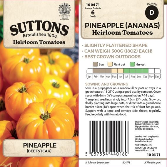 Tomato 'Pineapple' - Heirloom Tomato Seeds