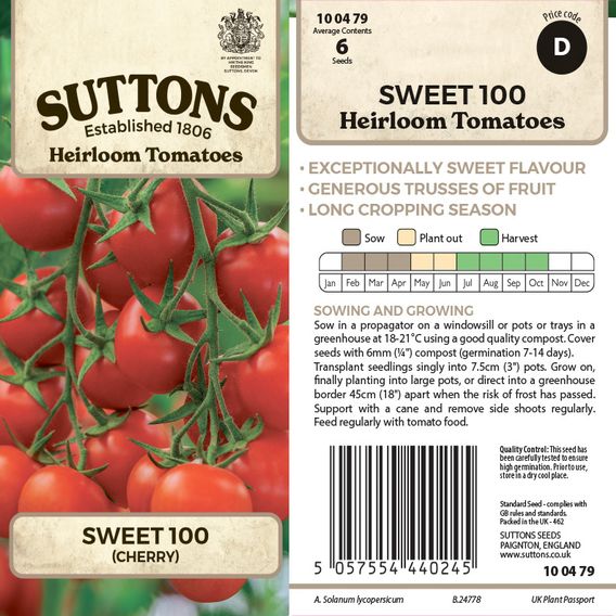 Tomato 'Sweet 100' - Heirloom Tomato Seeds