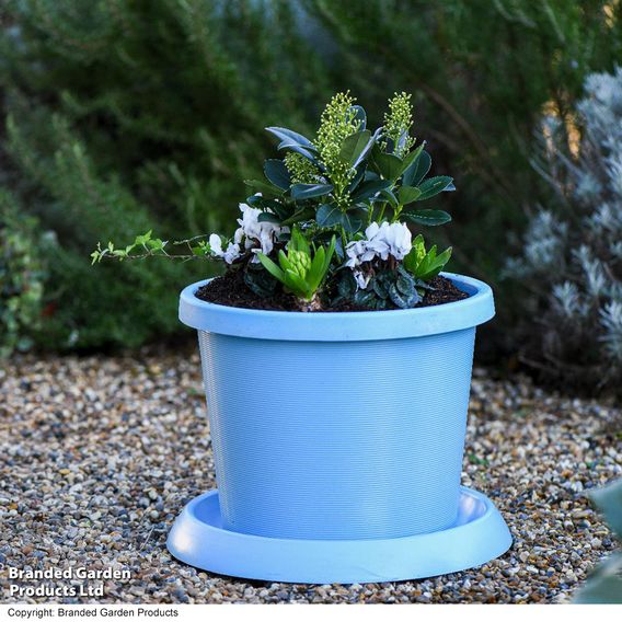 Garden Gear - Mayan Blue Flowerpot with Saucer