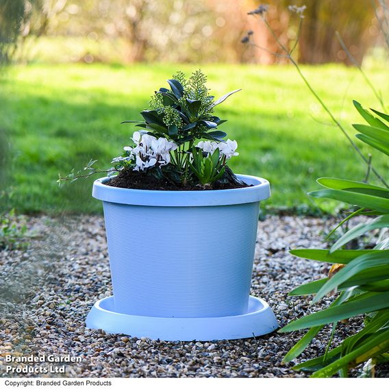 Garden Gear - Mayan Blue Flowerpot with Saucer