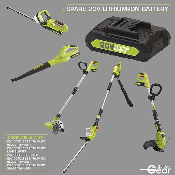Garden Gear - 20V Cordless Lithium-ion Telescopic Hedge Trimmer