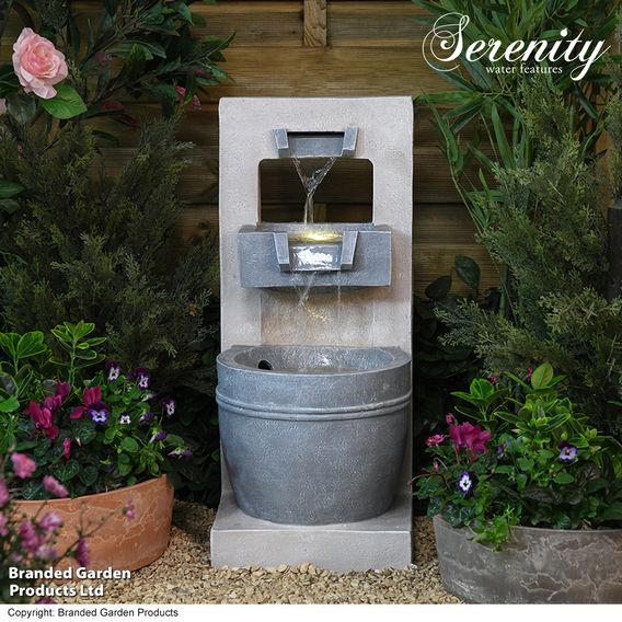 Serenity - Cascading Bowl Water Feature with LED