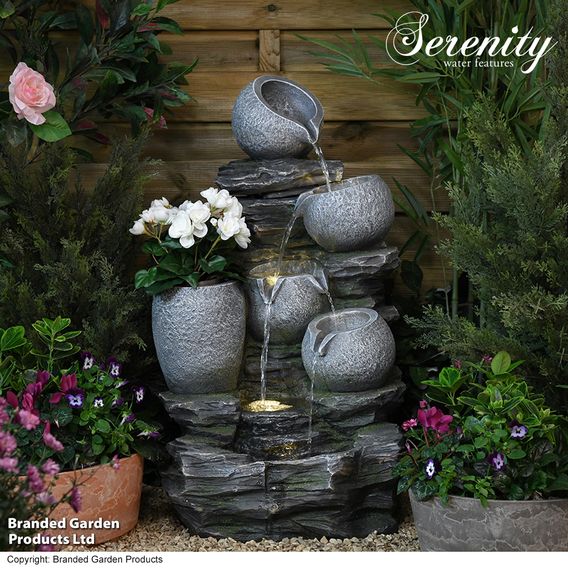 Serenity - River Rock Cascading Pots Water Feature