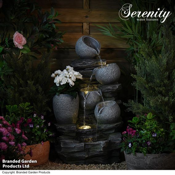 Serenity - River Rock Cascading Pots Water Feature
