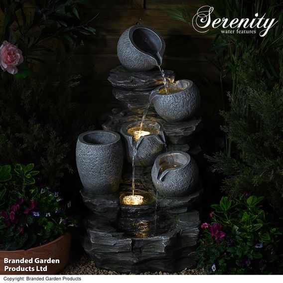 Serenity - River Rock Cascading Pots Water Feature
