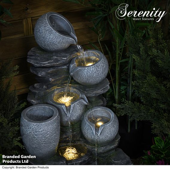 Serenity - River Rock Cascading Pots Water Feature