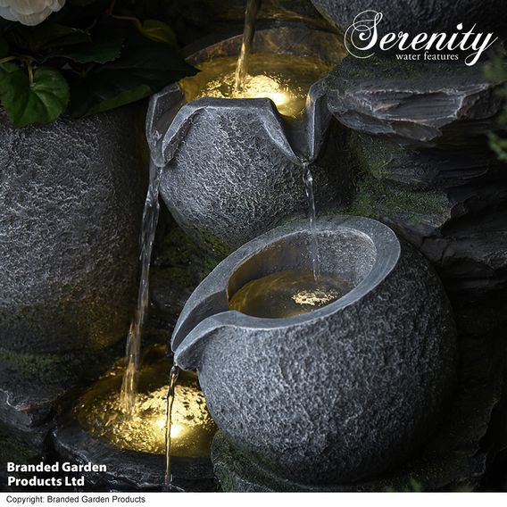 Serenity - River Rock Cascading Pots Water Feature