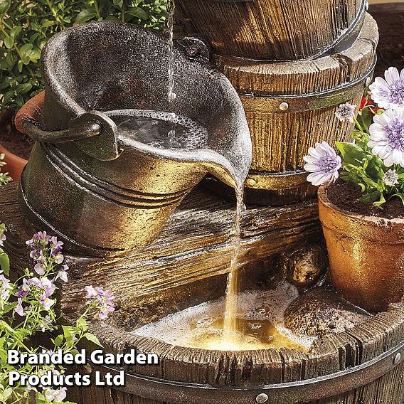 Cascading Barrel Water Feature And Planter